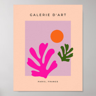 Roze en Oranje Abstracte bladeren uitgesneden Poster