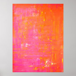 Roze en Oranje Abstracte kunst Poster