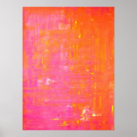 Roze en Oranje Abstracte kunst Poster (Voorkant)