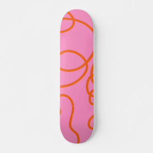 Roze en Oranje Abstracte lijnen penseelstreken Skateboard