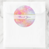 Roze en Oranje Abstracte Waterverf Hartelijk dank Ronde Sticker (Tas)