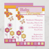 Roze en Oranje Baby shower Kaart (Voorkant / Achterkant)