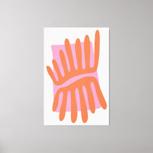 Roze en Oranje Bladeren Matisse Geïnspireerde Abst Canvas Afdruk