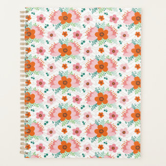 Roze en oranje bloemboeket patroon planner