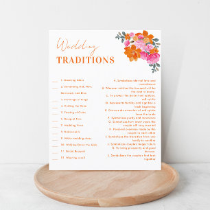 Roze en Oranje Bloemen Bruiloft Tradities Spel