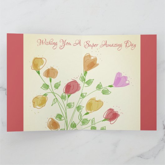 Roze en Oranje bloemen Kaart (Binnen)