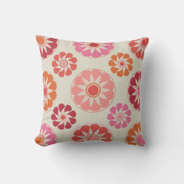 Roze en Oranje Bloemen MOJO Kussen