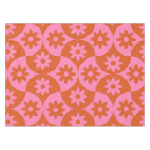 Roze en Oranje bloemen op Mid Century Scallop Tafelkleed (Voorkant (Horizontaal))