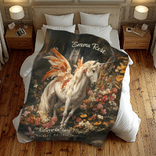 roze en Oranje bloemen sprookje Pegasus Fleece Deken