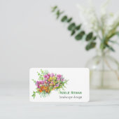 Roze en oranje bloemen waterverf schilderij visitekaartje (Staand voorkant)