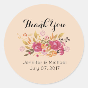 Roze en Oranje bloemkool Bouquet Weddenschap Ronde Sticker