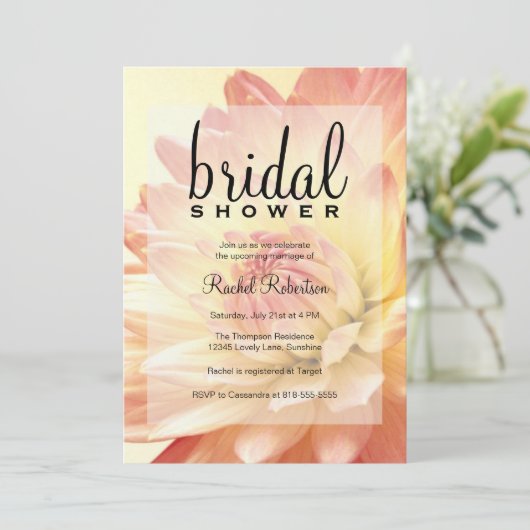 Roze en Oranje bridal Shower Invitation Kaart (Staand voorkant)