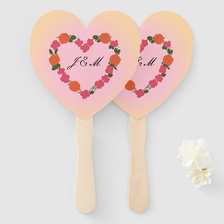 Roze en oranje bruiloft Perceel 10 Handwaaier
