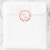 Roze en Oranje Chevron Favor Sticker (Tas)