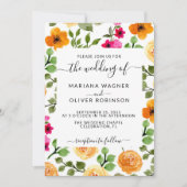 Roze en Oranje eenvoudig handschrift van Floral El Kaart (Voorkant)