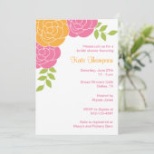 Roze en Oranje Florale uitnodigingen (Staand voorkant)