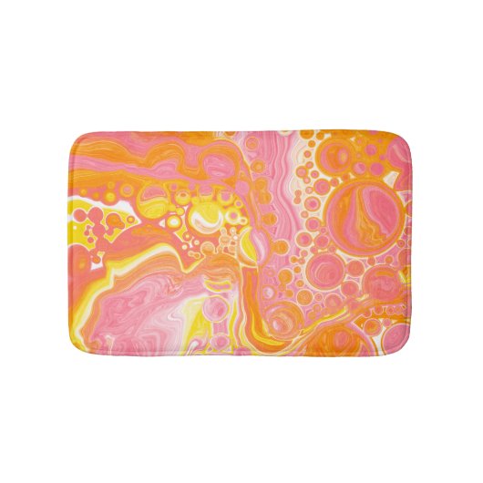 Roze en Oranje Fluid Art Badmat (Voorkant)