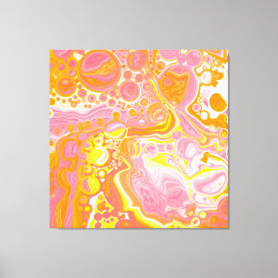 Roze en Oranje Fluid Art Canvas Afdruk