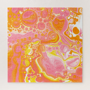 Roze en Oranje Fluid Art Legpuzzel