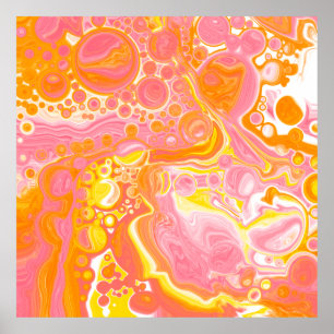 Roze en Oranje Fluid Art Poster