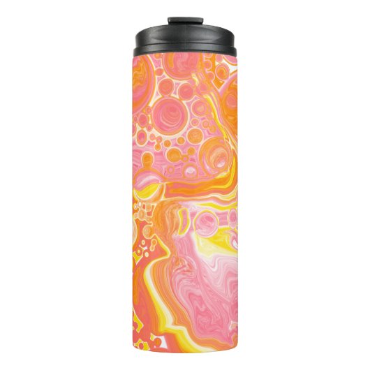 Roze en Oranje Fluid Art Thermosbeker (Voorkant)