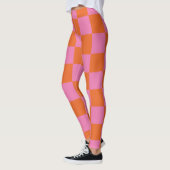 Roze en Oranje geborgd patroon Leggings (Links)