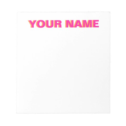 Roze en Oranje Gepersonaliseerde Naam Notitieblok (Voorkant)