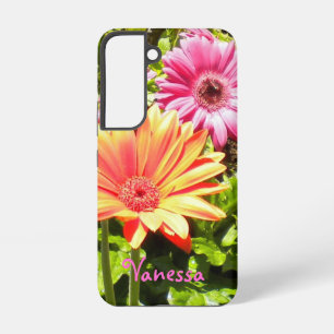 Roze en Oranje Gerber Daisies -* personaliseren* Samsung Galaxy Hoesje