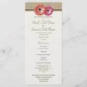 Roze en Oranje Gerbera Daisy Wedding Program Programma (Voorkant)
