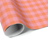 Roze en oranje geruit katoen in felle kleuren cadeaupapier (Rol Hoek)
