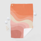 Roze en oranje golven in retro stijl golfhanddoek (Insitu)