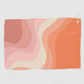 Roze en oranje golven in retro stijl golfhanddoek (Horizontaal)