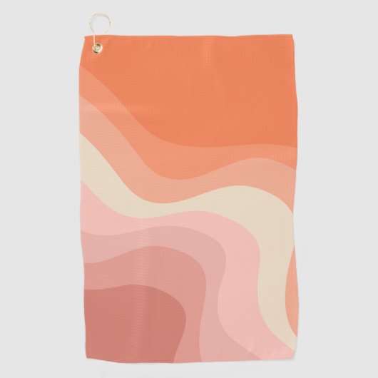 Roze en oranje golven in retro stijl golfhanddoek (Voorkant)
