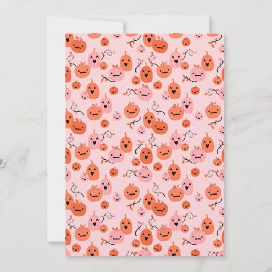 Roze en Oranje Halloween 3e verjaardag Kaart (Achterkant)