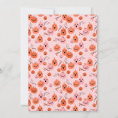 Roze en oranje Halloween 4e verjaardagsuitnodiging Kaart (Achterkant)
