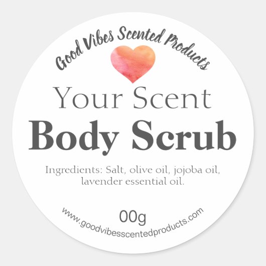 Roze en Oranje hart Waterverf Body Scrub Labels (Voorkant)