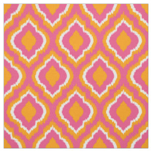 Roze en Oranje Ikat Marokkaans Stof