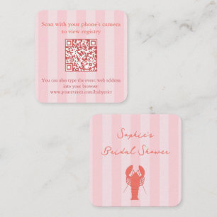 Roze en Oranje kreeft Vrijgezellenfeest QR-code RS Informatiekaartje
