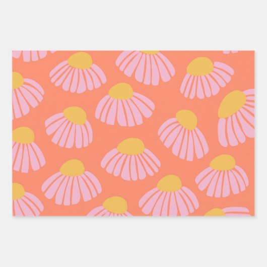 Roze en Oranje lasterpatroon Inpakpapier Vel (Voorkant 2)