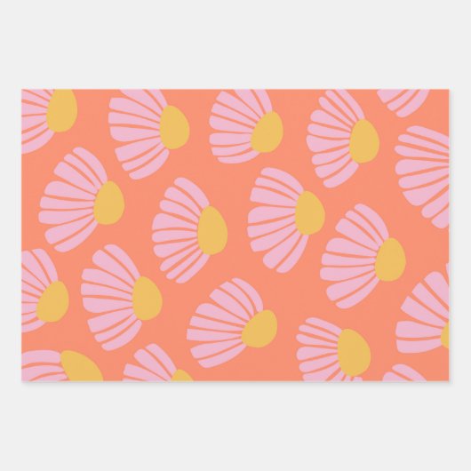 Roze en Oranje lasterpatroon Inpakpapier Vel (Voorkant)