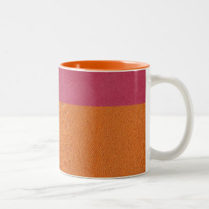Roze en Oranje lederen blik Tweekleurige Koffiemok