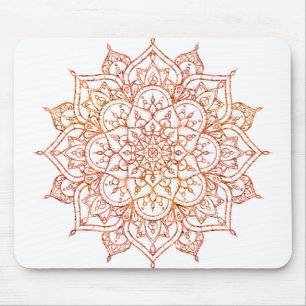 Roze en Oranje Mandala op witte glam Muismat