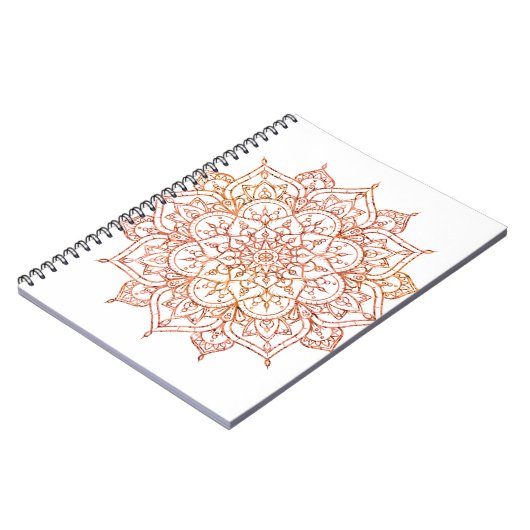 Roze en Oranje Mandala op witte glam Notitieboek (Linkerzijde)