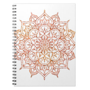 Roze en Oranje Mandala op witte glam Notitieboek