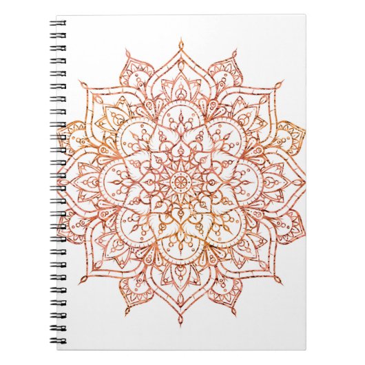 Roze en Oranje Mandala op witte glam Notitieboek (Voorkant)