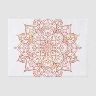 Roze en Oranje Mandala op witte glam Tissuepapier