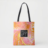 Roze en Oranje marmer Fluid Art Canvas tas (Voorkant)