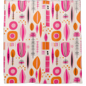 Roze en Oranje Mid Century Abstract Pattern Douchegordijn (Voorkant)
