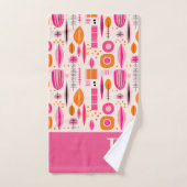 Roze en Oranje Mid Century Modern Retro Custom Bad Handdoek (Handdoek)