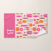 Roze en Oranje Mid Century Modern Retro Custom Bad Handdoek (Handdoek)